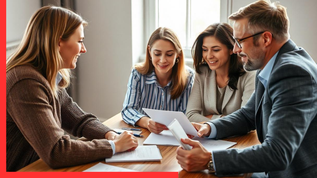 A family discussing housing finance options for 2024