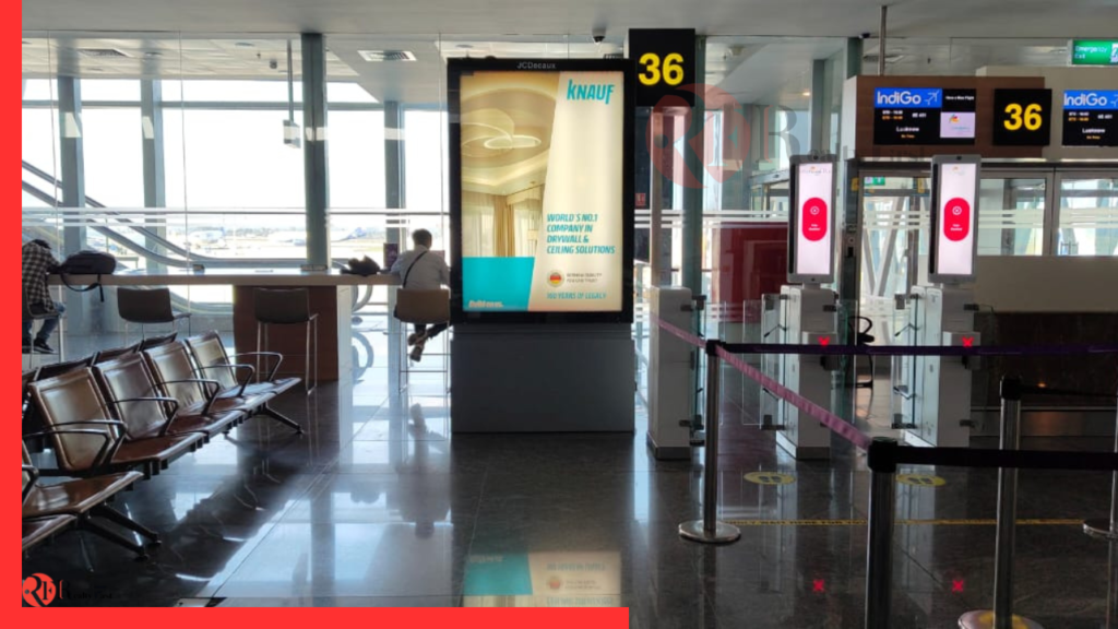 Knauf India OOH campaign digital displays at airports.