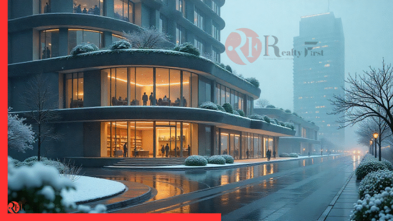 Smart hybrid workspace and futuristic commercial building post-pandemic