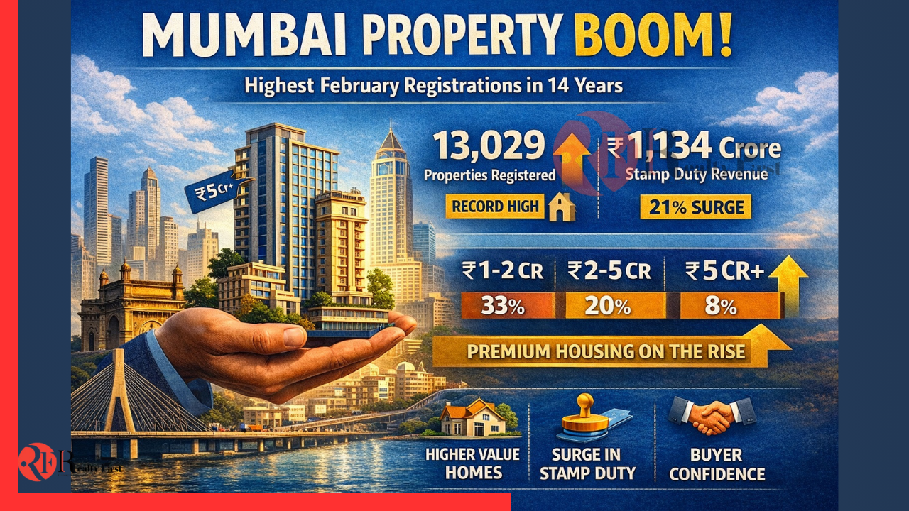 Read more about the article Mumbai Logs Highest February Registrations in 14 Years; Premium Housing Lifts Stamp Duty 21%