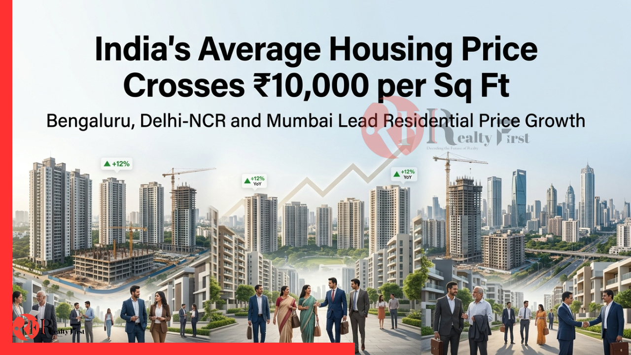 Read more about the article India’s Average Housing Price Crosses ₹10,000 per Sq Ft for the First Time in Q1 2026