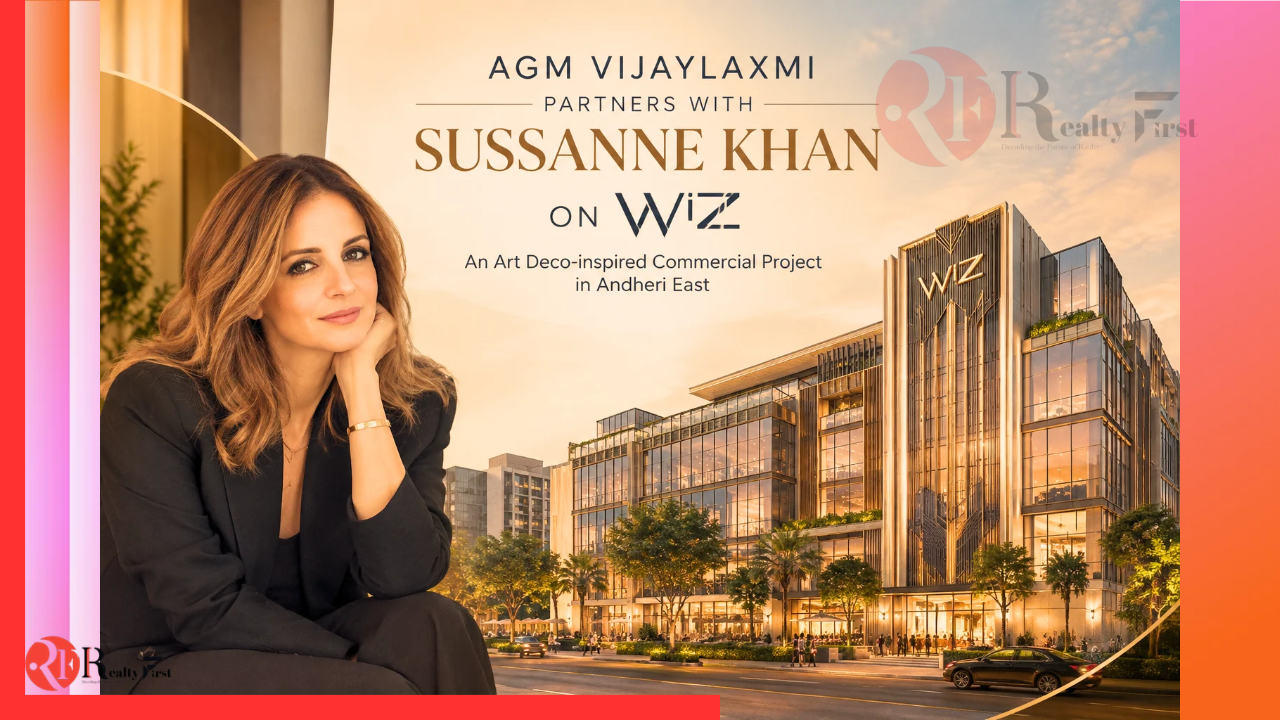Read more about the article AGM Vijaylaxmi Partners with Sussanne Khan for Art Deco-Inspired Commercial Project WIZ in Andheri East